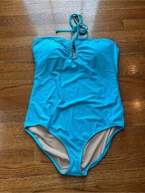 NWT J Crew Swimsuit Factory Turquoise One Piece Halter